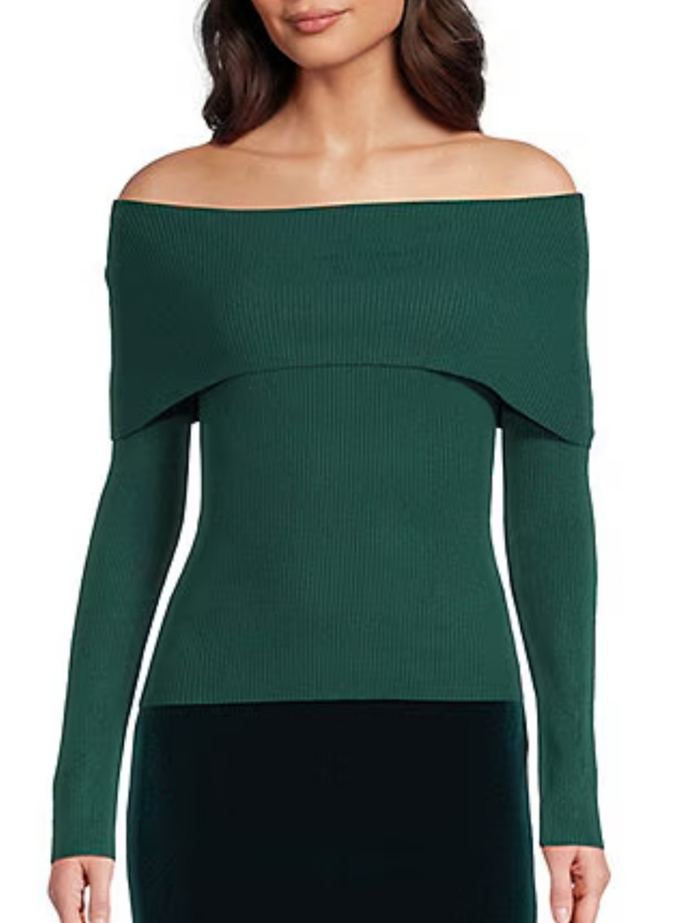 Alex Marie NWT Off-Shoulder Ribbed Sweater in Green Size Xxl